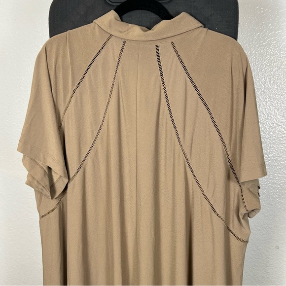 Attitudes by Renee | Tan Button Down Shirt - Picture 7 of 11